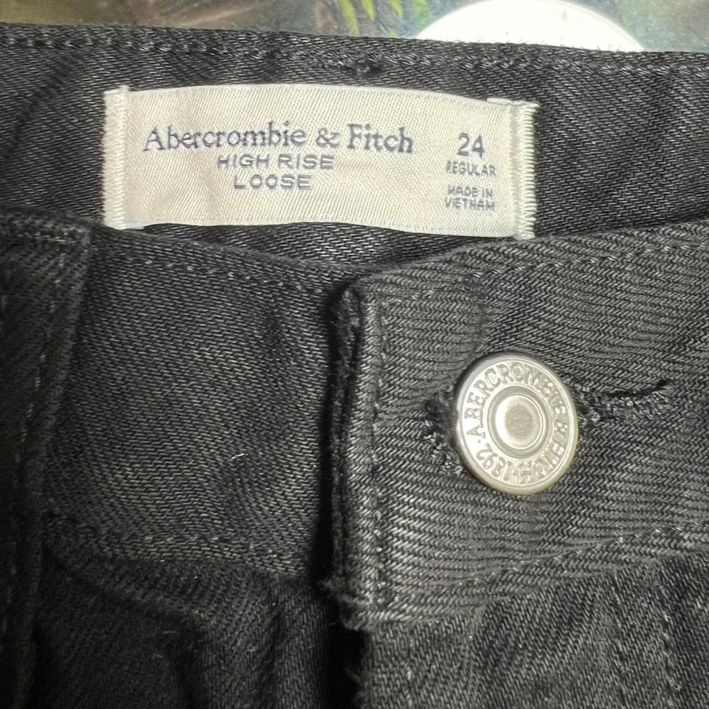 NWT Abercrombie Fitch Womens Black High‎ Rise Loose Curve Love Jeans Size 24